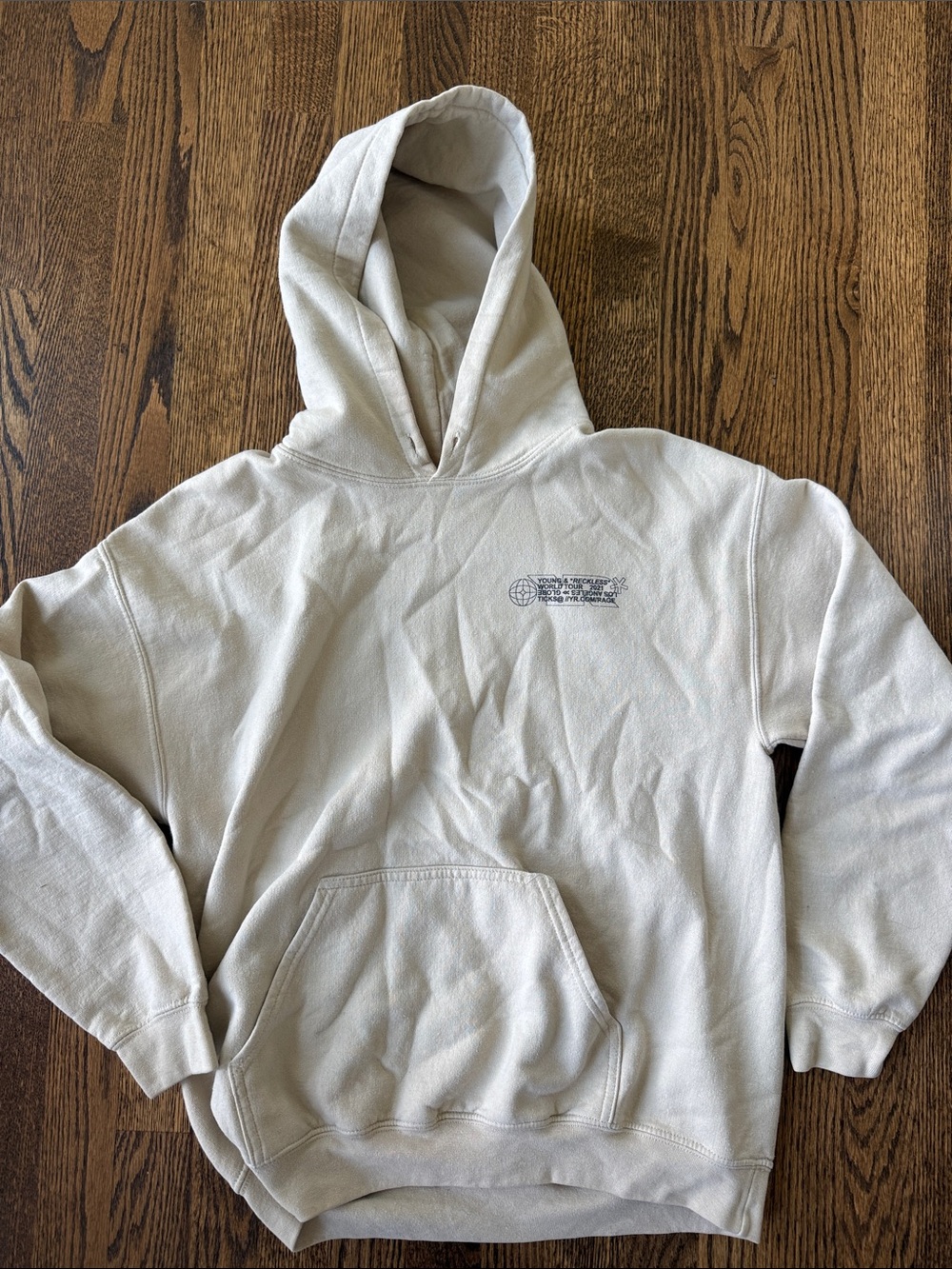 Young & Reckless Cream Pullover Hoodie with Small Chest Graphic